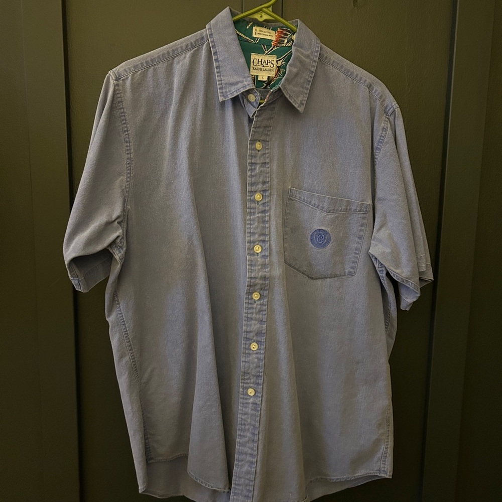Chaps Ralph Lauren Men's Blue Short Sleeve Shirt